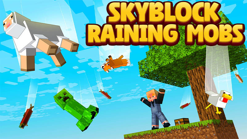 Skyblock Raining Mobs Key Art