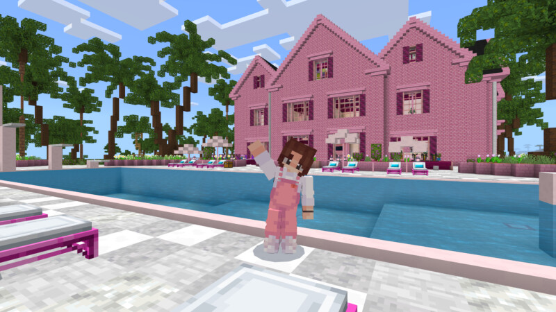 Cute Pink Modern Mansion by CrackedCubes