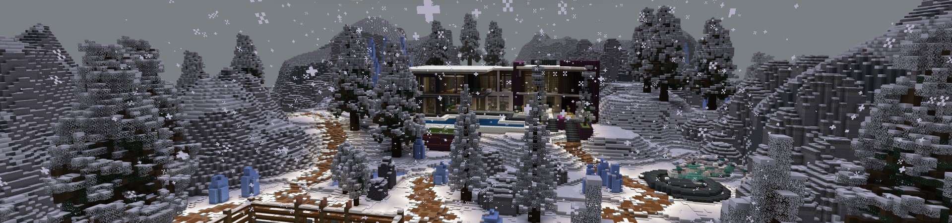 Winter Billionaire Mansion Panorama