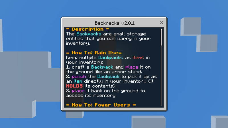 Backpacks 2.0.2 by Scai Quest