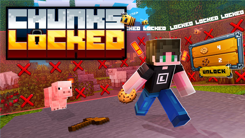 SURVIVAL BUT CHUNKS ARE LOCKED Key Art