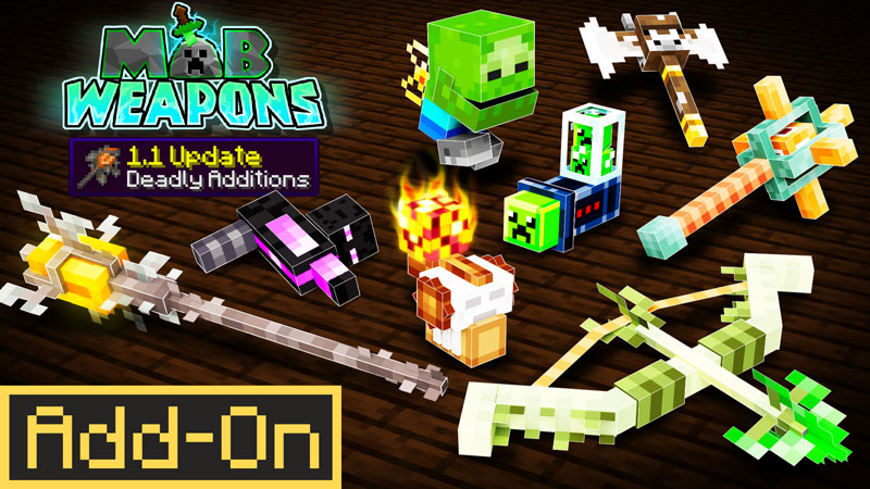 Mob Weapons v1.1 Add-On on the Minecraft Marketplace by Logdotzip