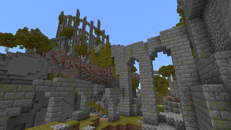 Image of abandoned castle ruins in minecraft