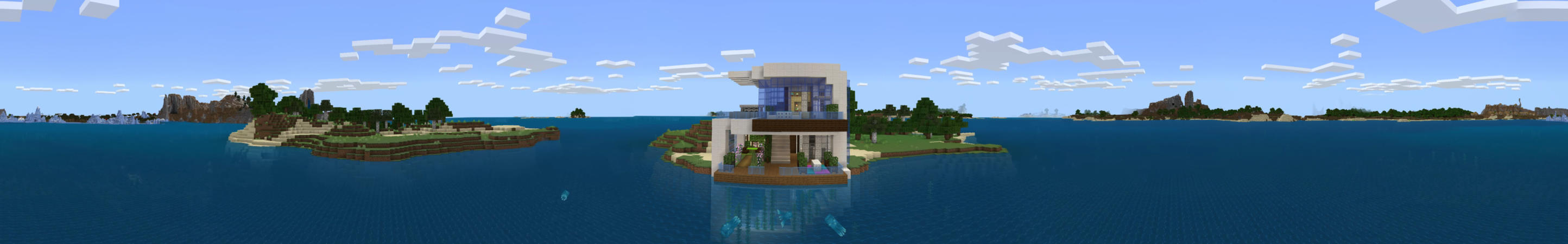 Underwater Cliffside House Panorama