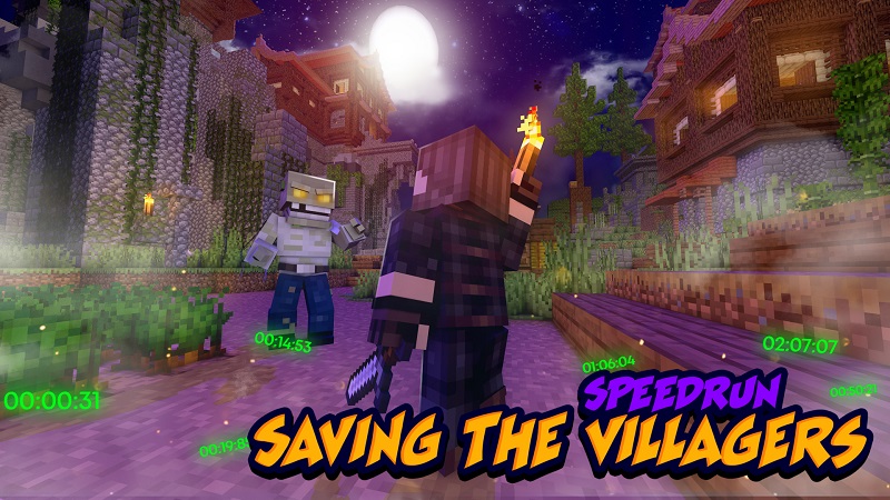 Saving the Villagers: Speedrun Key Art