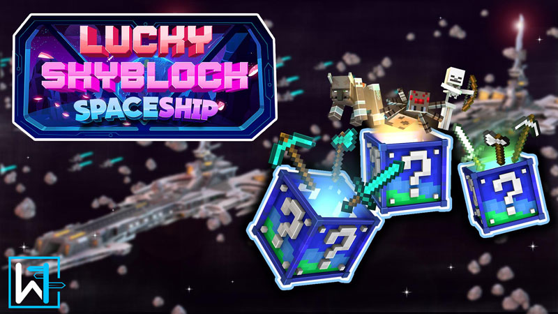 Lucky Skyblock Spaceship Key Art