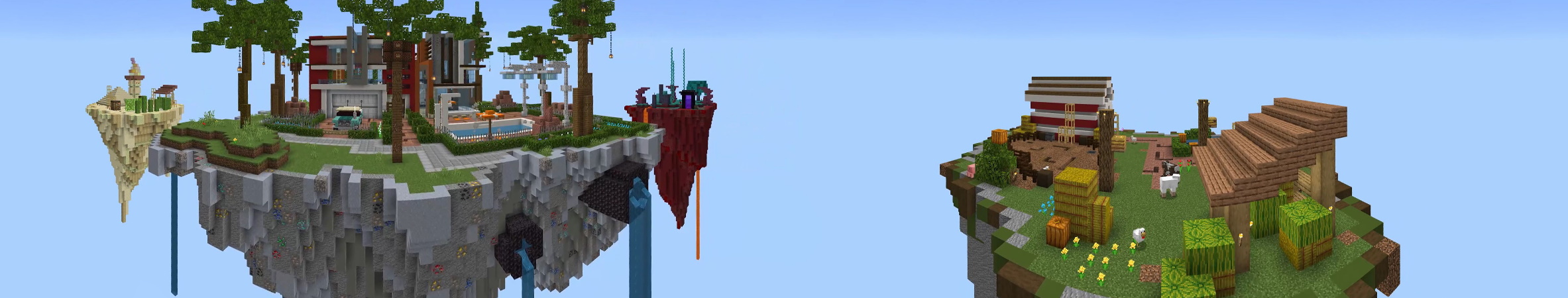 Modern Skyblock Mansion Panorama